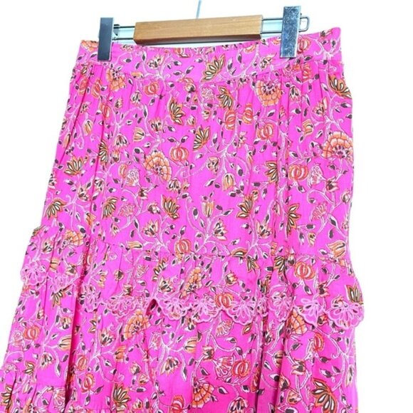 NWT Caroline Constas Floral Tiered Skirt & Crop Top Set in Pink Women Size M - Picture 5 of 15